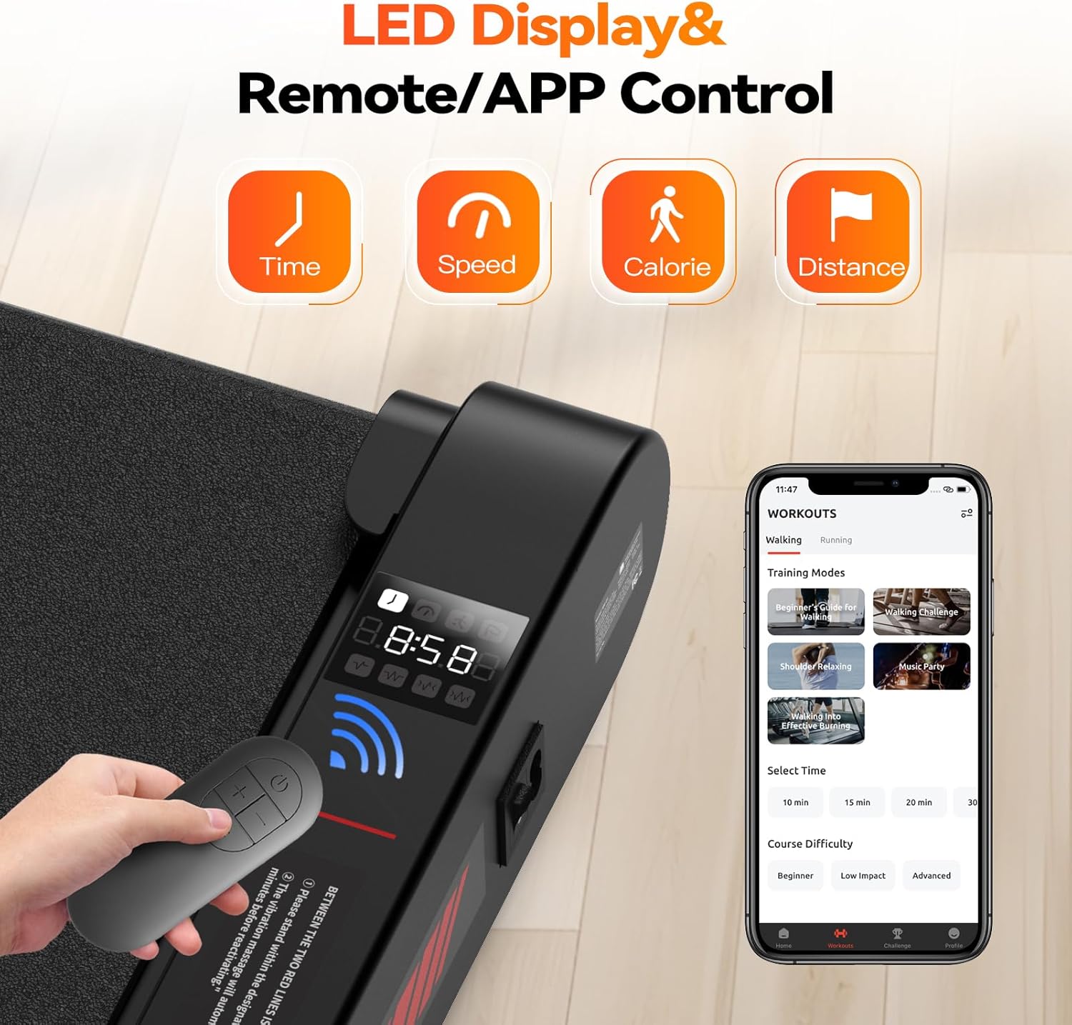 Smart Walking Treadmill Pad for Home with Remote + App