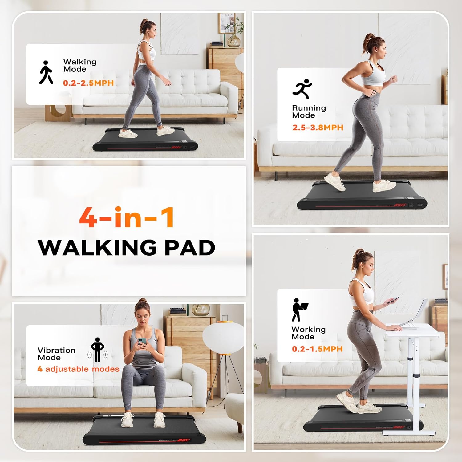 Smart Walking Treadmill Pad for Home with Remote + App